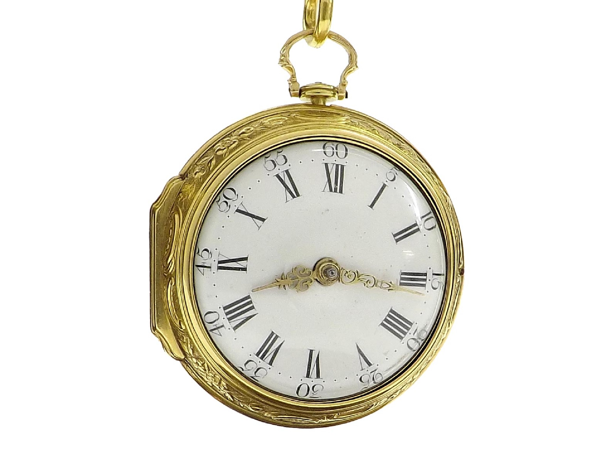 Appraisal: George III ct repousse verge pair cased pocket watch London