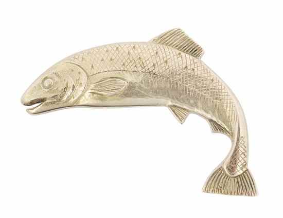 Appraisal: A carat gold 'leaping fish' brooch Convention hallmarked mm long