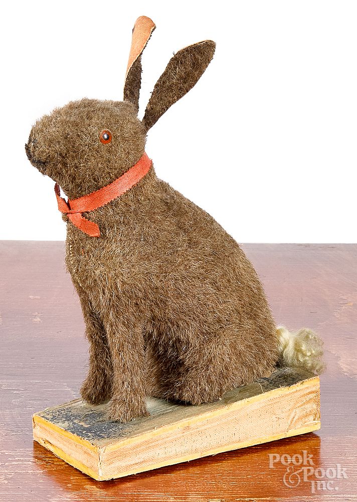 Appraisal: Mohair rabbit squeak toy late th c Mohair rabbit squeak