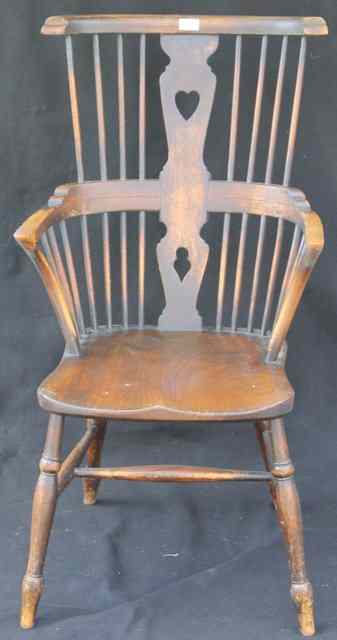 Appraisal: A TH CENTURY ELM AND BEECHWOOD WINDSOR STICK BACK ARMCHAIR