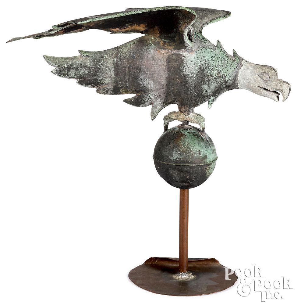 Appraisal: A L Jewell copper swell bodied eagle weathervane A L