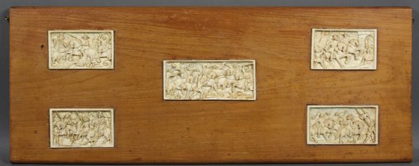 Appraisal: Five late th early th Century carved ivory panels depicting