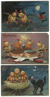 Appraisal: Nine Halloween Postcards Raphael Tuck Series No Saxony Colorfully embossed