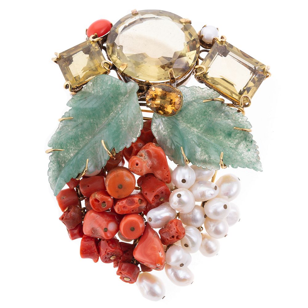 Appraisal: An Iradji Moini Gemstone Floral Brooch One of a kind