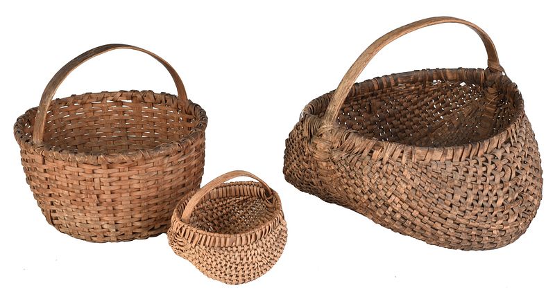 Appraisal: Three Southern Split Oak Baskets early to mid th century