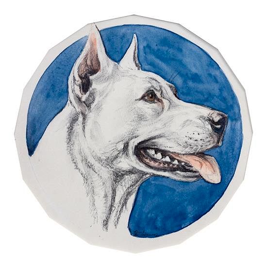 Appraisal: Three Works of Art depicting White Bull Terriers Paul Branson