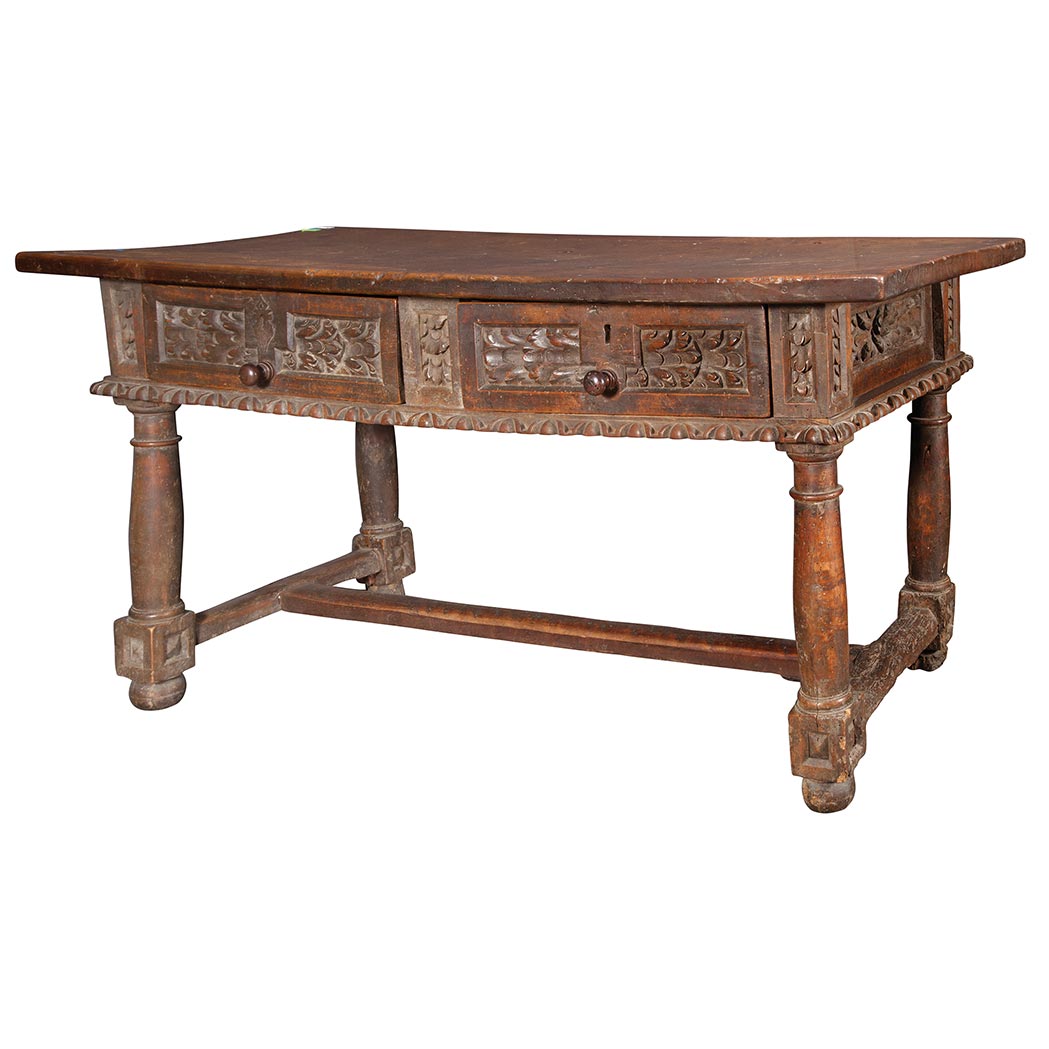 Appraisal: Renaissance Walnut Center Table th Century The rectangular top above