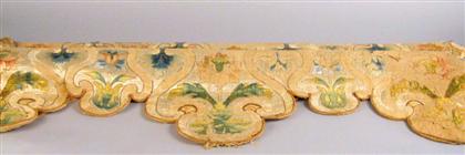 Appraisal: Pair of silk on linen embroidered pelmets th century The