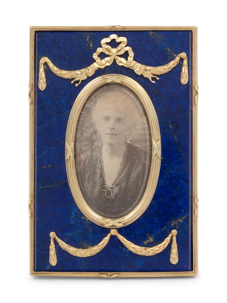 Appraisal: A Russian Silver-Gilt and Lapis Lazuli Mounted Picture Frame A