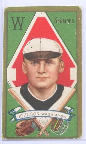 Appraisal: T- baseball card of Walter Johnson Washington Senators Card has