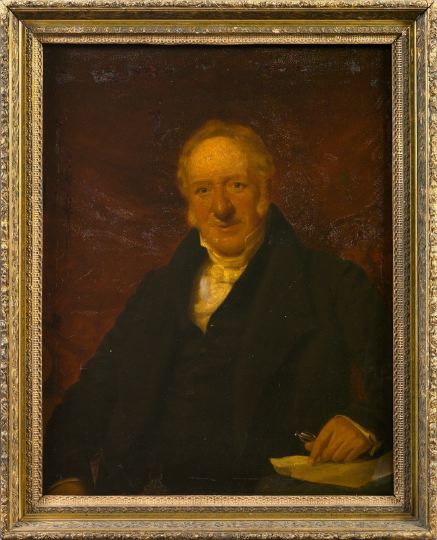 Appraisal: British School Mid- th Century Half-Portrait of a Gentleman in