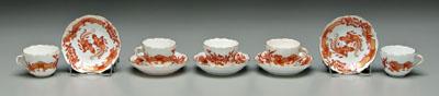 Appraisal: Meissen demitasse set iron red Chinese style dragons gilt borders