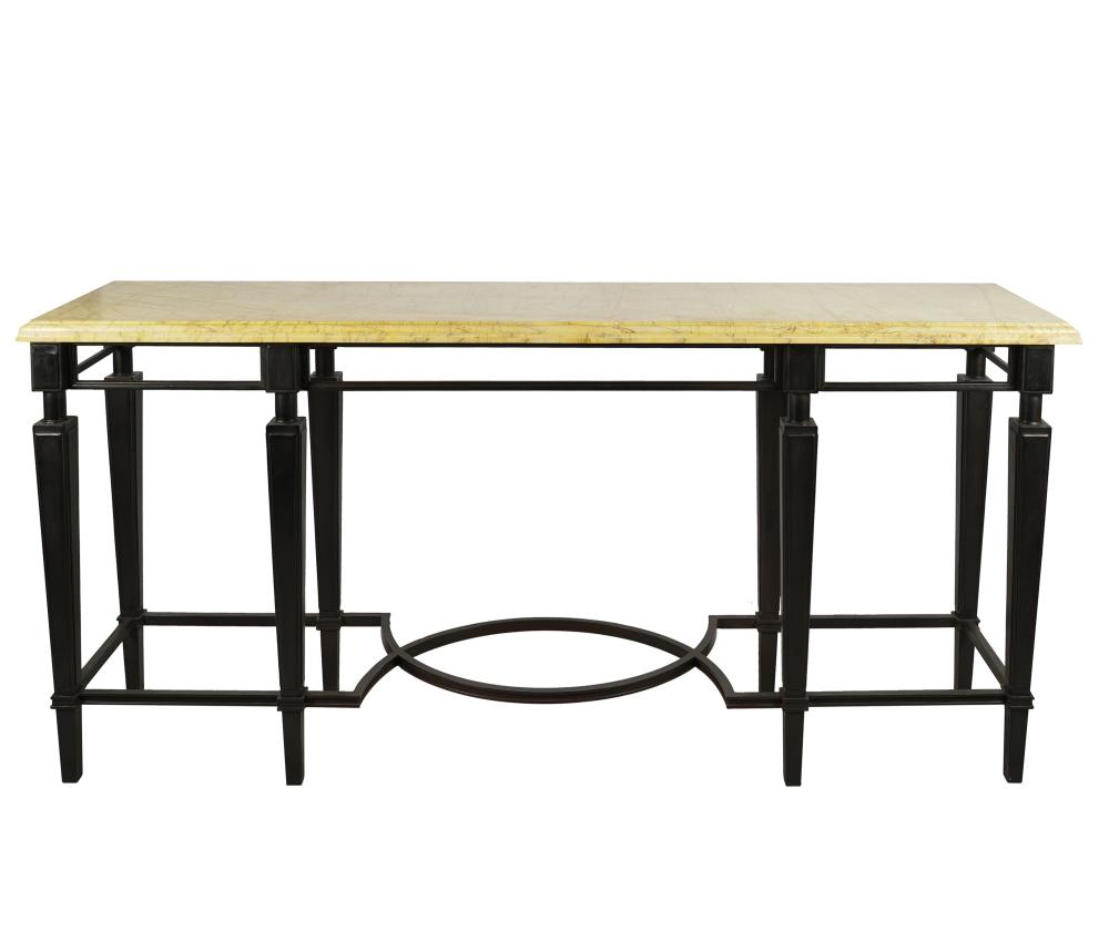 Appraisal: NEOCLASSIC STYLE IRON MARBLE CONSOLE TABLE th century with removable