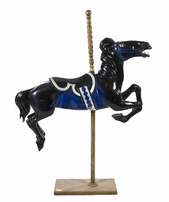 Appraisal: A Carved and Polychrome Decorated Carousel Horse depicting a black