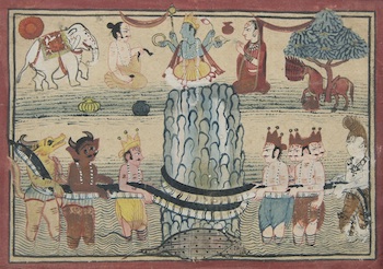 Appraisal: Northern India th Century Churning of the ocean gouache on