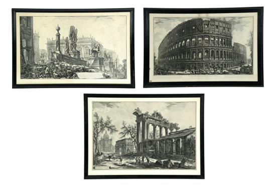 Appraisal: THREE ENGRAVINGS AFTER GIOVANNI PIRANESI ITALY - Italy st quarter-