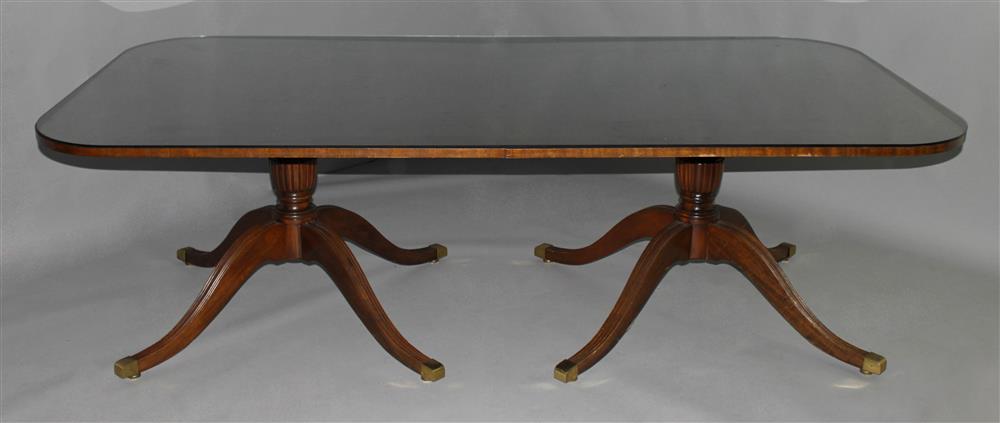 Appraisal: GEORGIAN STYLE INLAID AND BANDED MAHOGANY DOUBLE PEDESTAL DINING TABLE