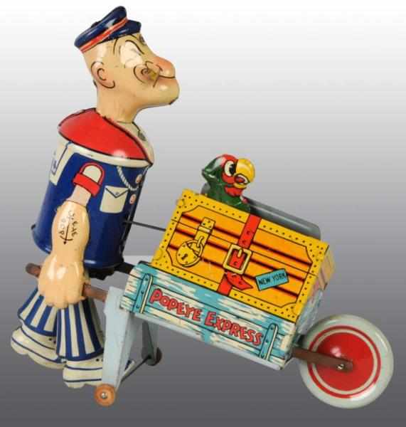 Appraisal: Tin Marx Popeye Express Wind-Up Toy Description American Working Pop-up