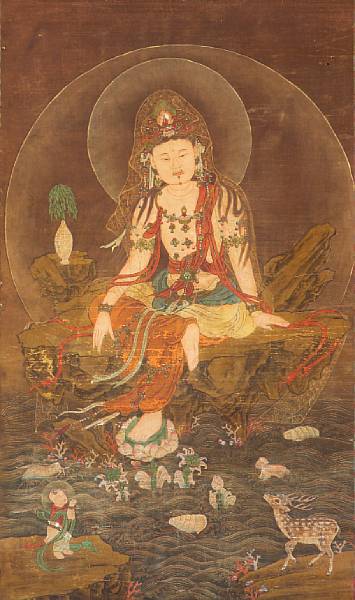 Appraisal: A Korean style hanging scroll of a Water-Moon Guanyin Ink