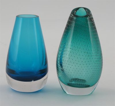 Appraisal: A Nuutajarvi glass vase by Gunnel Nyman blue glass cased