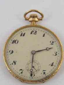 Appraisal: A ct gold open face pocket watch with ct gold