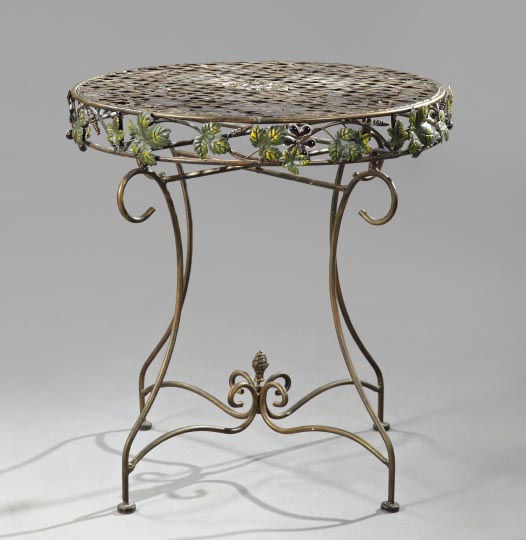 Appraisal: Continental Wrought-Iron Garden Table fourth quarter th century the circular