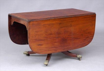 Appraisal: CLASSICAL MAHOGANY DROP LEAF TABLE The rectangular top with drop