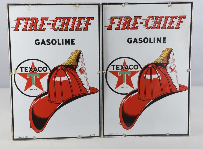 Appraisal: Lot Of Texaco Gasoline Porcelain Signs This lot of enamel