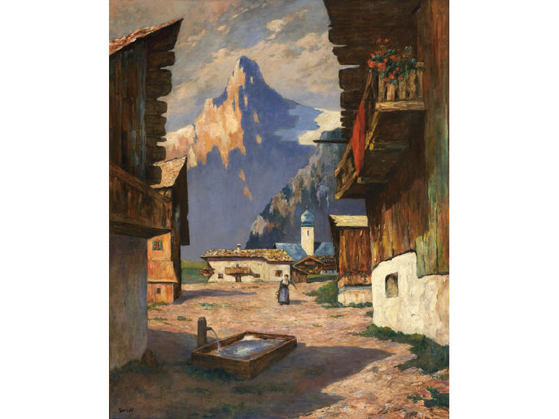 Appraisal: ALBERT LOREY GROLL AMERICAN - IN THE TYROL oil on