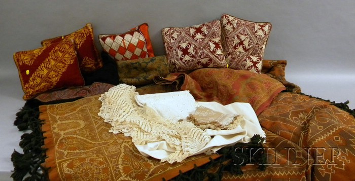 Appraisal: Twenty-two Assorted Decorative Textile and Linen Items including five Persian