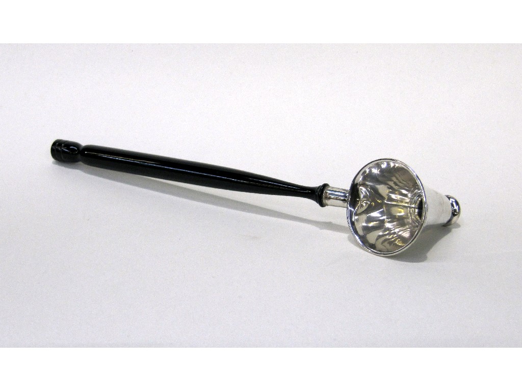 Appraisal: Silver candle snuffer with ebonised handle Birmingham