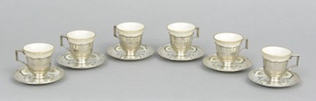 Appraisal: A Set of Six Lenox Demitasse Cups With Sterling Silver