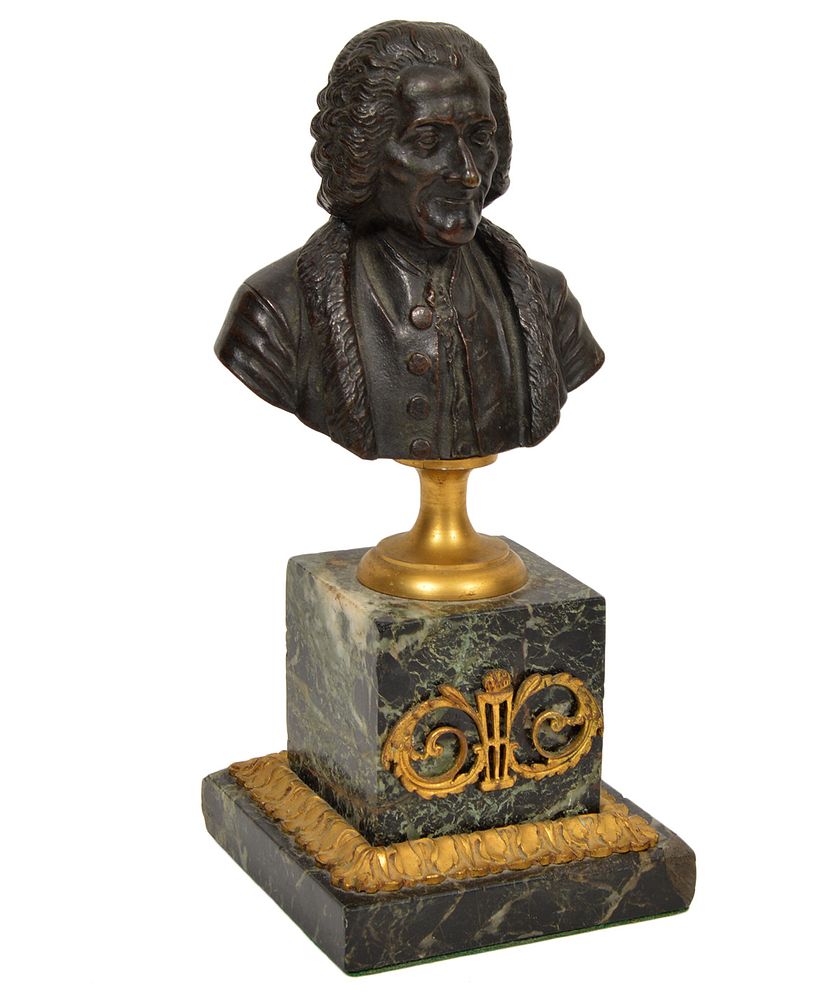 Appraisal: Grand Tour Bronze Bust on Marble Base Nicely detailed bronze