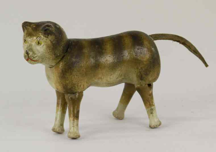 Appraisal: SCHOENHUT CAT Rare example wood jointed painted in grey hues