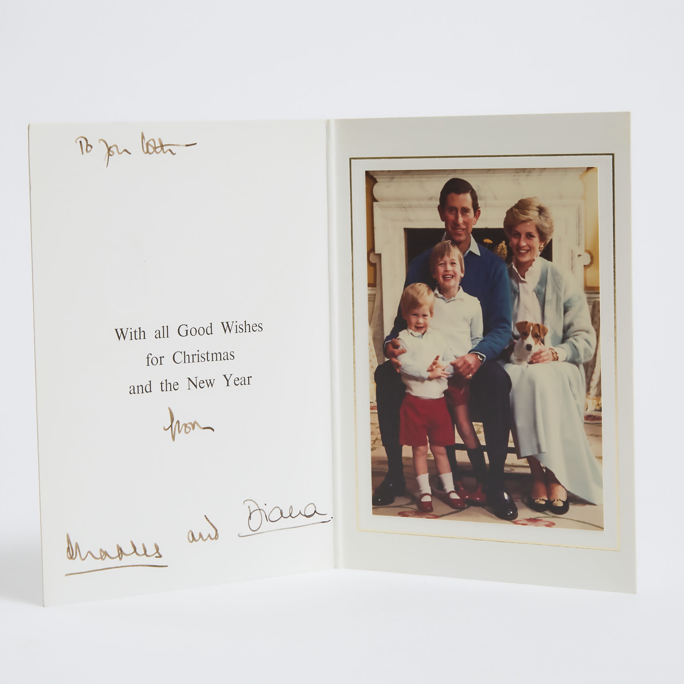 Appraisal: Charles and Diana Christmas Card inscribed and signed by both