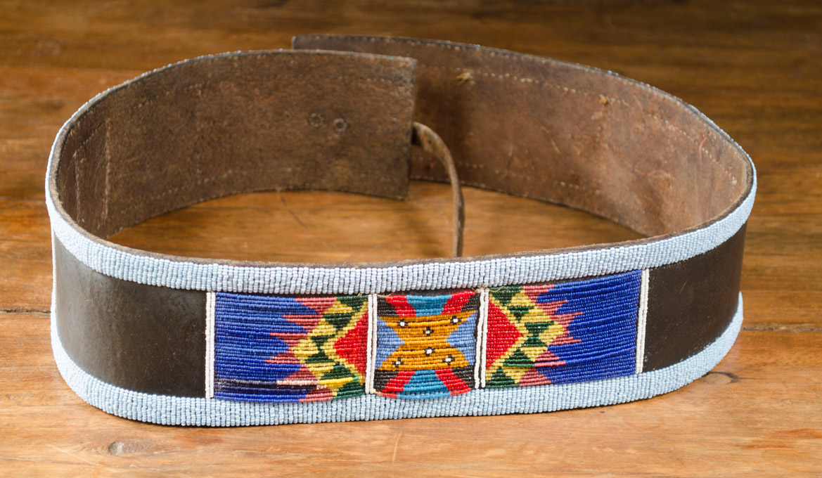 Appraisal: NATIVE AMERICAN BEADED LEATHER BELT the Indigenous peoples of the