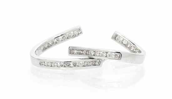 Appraisal: A Pair of Karat White Gold and Diamond Half Hoop