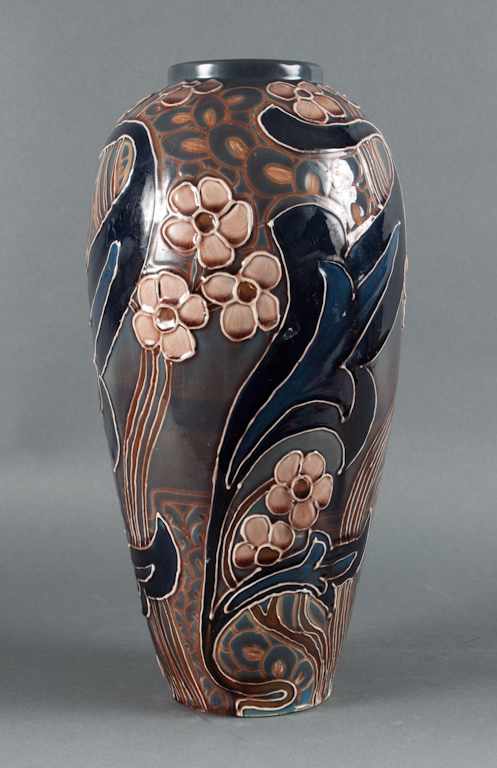 Appraisal: Avon Wheeling slip glazed pottery vase stylized floral and geometric