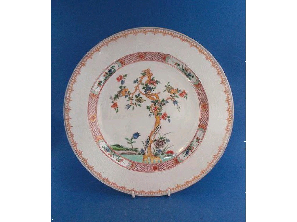 Appraisal: A CHINESE EXPORT FAMILLE VERTE PLATE enamelled in polychrome and