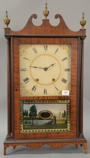 Appraisal: Federal mahogany and maple pillar and scroll clock having brass