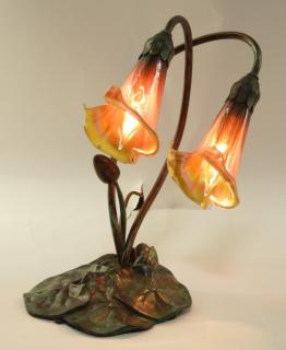 Appraisal: Lundberg Studios American Deluxe Bronze Lily Lamp UNITED STATES TH