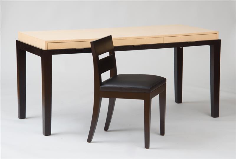 Appraisal: DESK AND CHAIR CHRISTIAN LIAIGRE Maple ebonized mahogany and leather