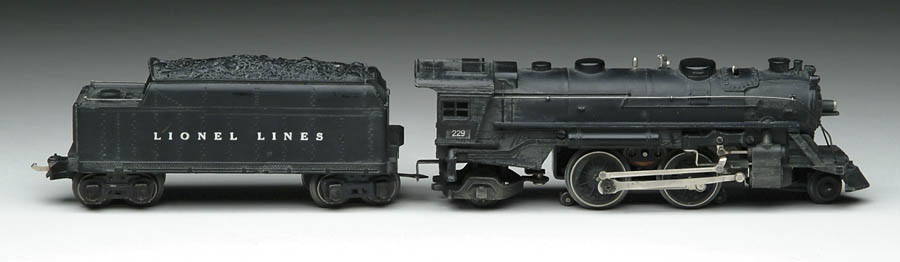 Appraisal: LIONEL O GAUGE LOCOMOTIVE AND T MATCHING TENDER Hard to