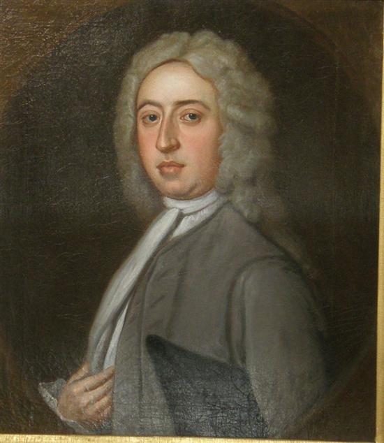 Appraisal: th century portrait of a gentleman wearing a wig oil