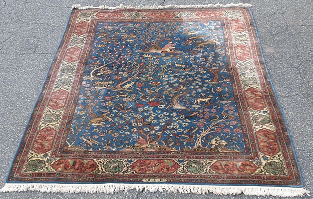 Appraisal: - Room size Tabriz oriental carpet with blue field and