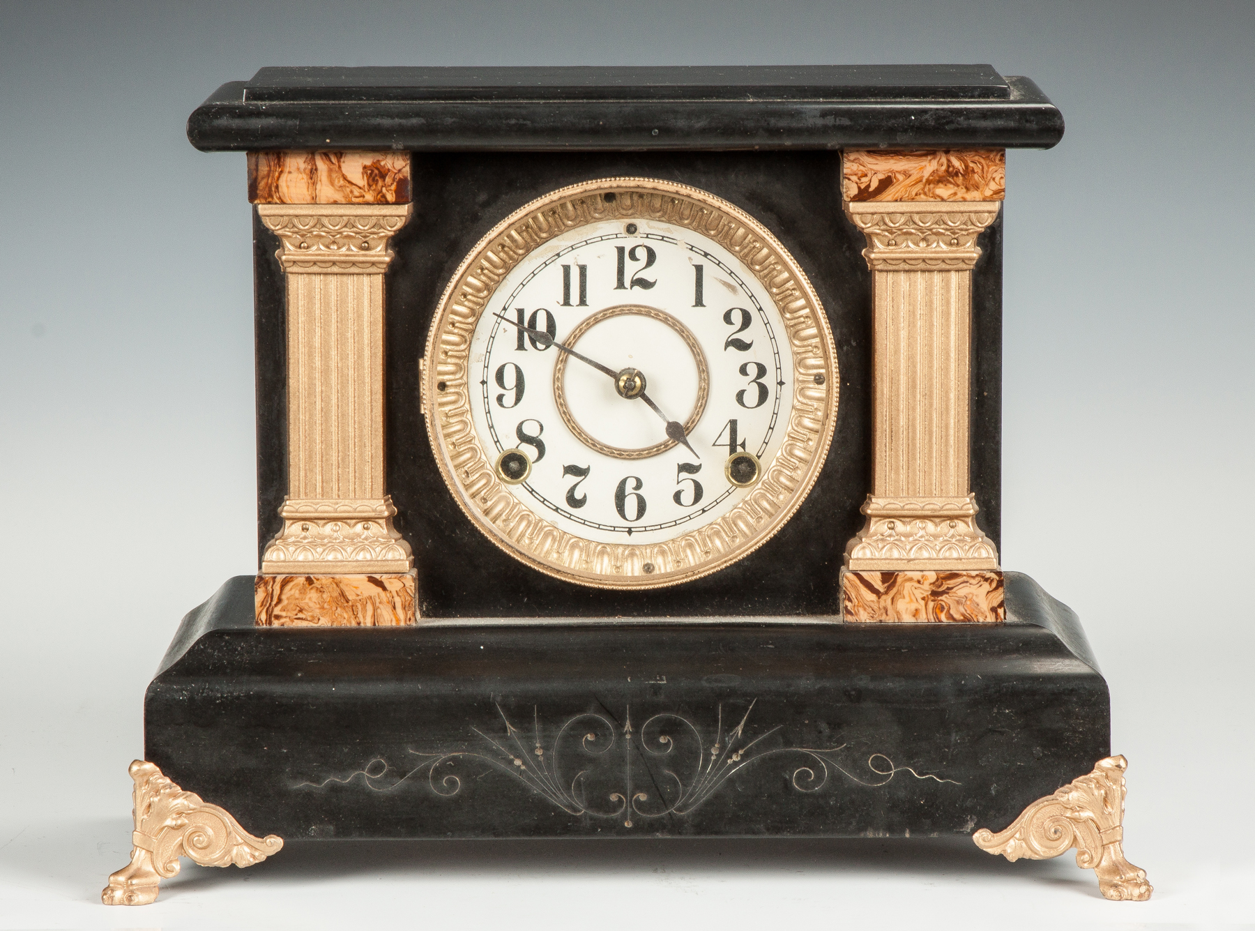 Appraisal: Faux Marble Mantle Clock Original finish Paper dial Seth Thomas