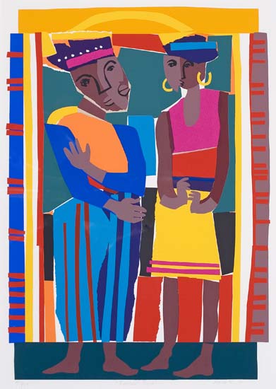 Appraisal: LLOYD G MCNEILL - Rainbow People Color screenprint on Bainbridge