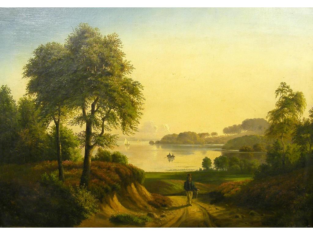 Appraisal: Late th century school - landscape with man in top