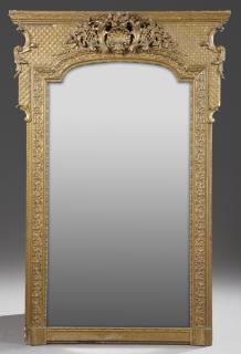 Appraisal: Louis XV Style Gilt and Gesso Overmantel Mirror l Louis