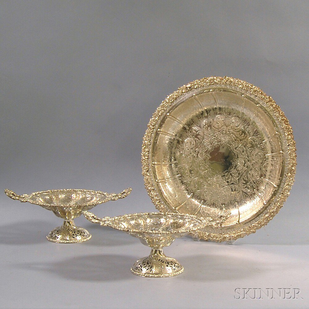 Appraisal: Three Ellis-Barker Silver-plated Serving Pieces early th century a large